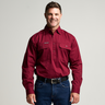 KILCOY | Mens Half Button Long Sleeve Work Shirt - Burgundy