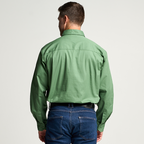 KILCOY | Mens Half Button Long Sleeve Work Shirt - Gum Leaf Green