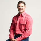 KILCOY | Mens Half Button Long Sleeve Work Shirt - Hibiscus Pink