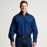 KILCOY | Mens Half Button Long Sleeve Work Shirt - Navy