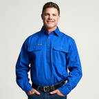 KILCOY | Mens Half Button Long Sleeve Work Shirt - Royal