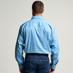 KILCOY | Mens Half Button Long Sleeve Work Shirt - Sky Blue