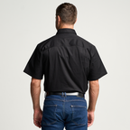 KILCOY | Mens Half Button Short Sleeve Work Shirt - Black