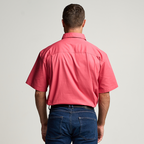 KILCOY | Mens Half Button Short Sleeve Work Shirt - Hibiscus Pink