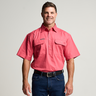 KILCOY | Mens Half Button Short Sleeve Work Shirt - Hibiscus Pink