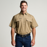 KILCOY | Mens Half Button Short Sleeve Work Shirt - Khaki