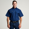 KILCOY | Mens Half Button Short Sleeve Work Shirt - Navy
