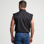 KILCOY | Mens Half Button Sleeveless Work Shirt - Black