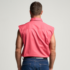 KILCOY | Mens Half Button Sleeveless Work Shirt - Hibiscus Pink
