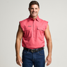 KILCOY | Mens Half Button Sleeveless Work Shirt - Hibiscus Pink