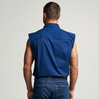 KILCOY | Mens Half Button Sleeveless Work Shirt - Navy