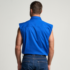 KILCOY | Mens Half Button Sleeveless Work Shirt - Royal